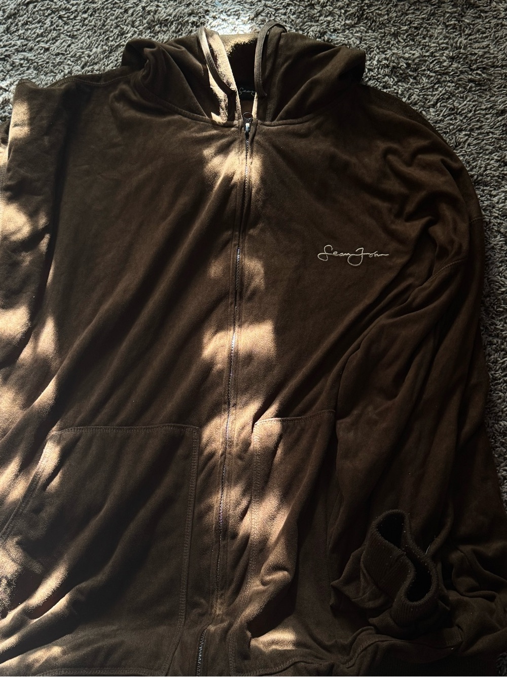 Sean John Chocolate Brown Full Zip Hooded Sweatshirt